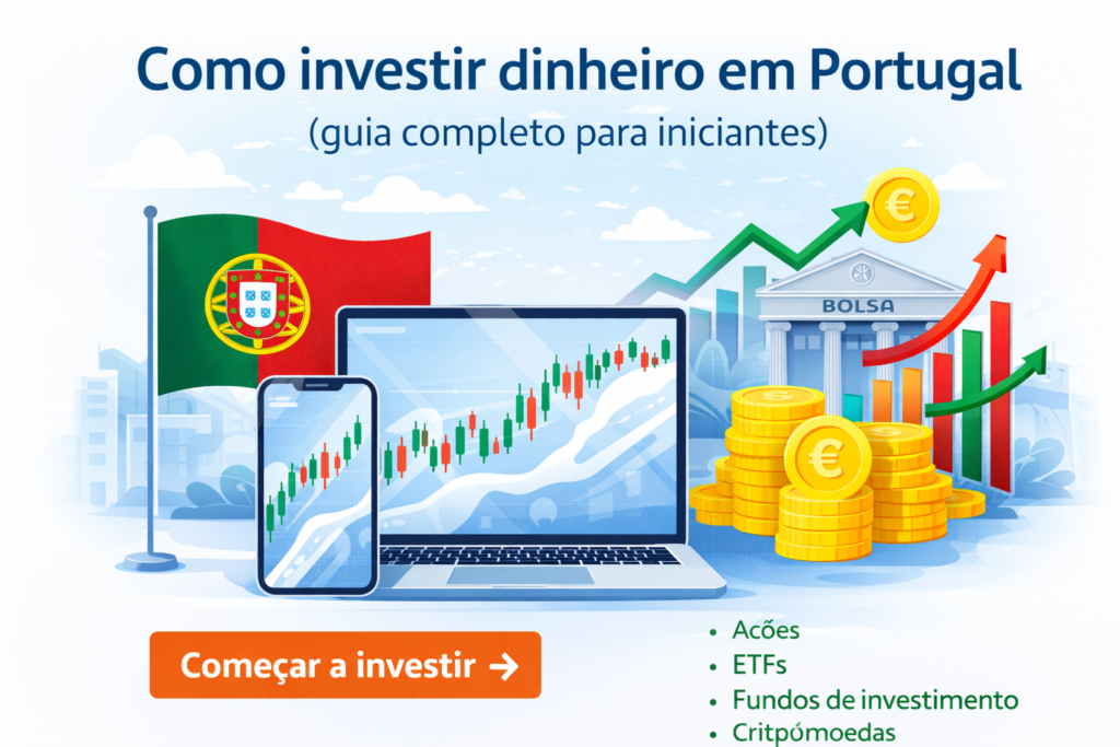 como investir dinheiro em portugal 2026 guia iniciantes gráfico crescimento